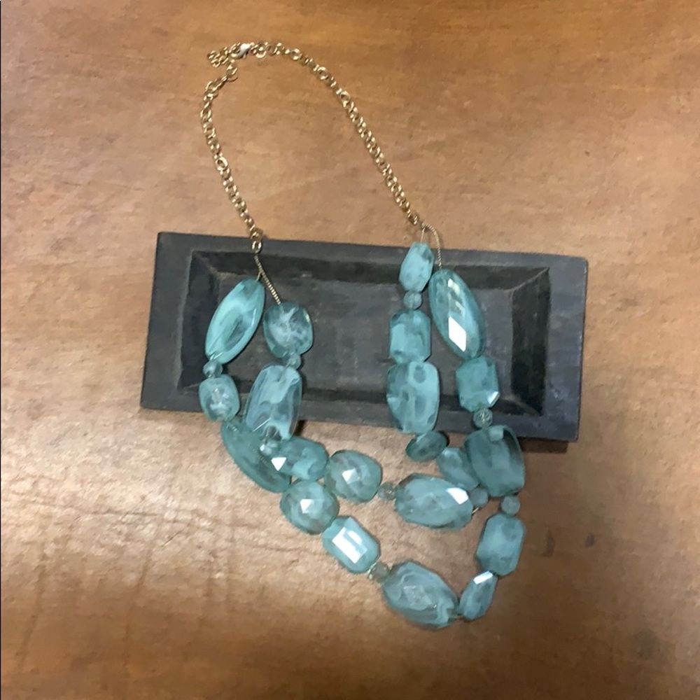 Teal and gold necklace